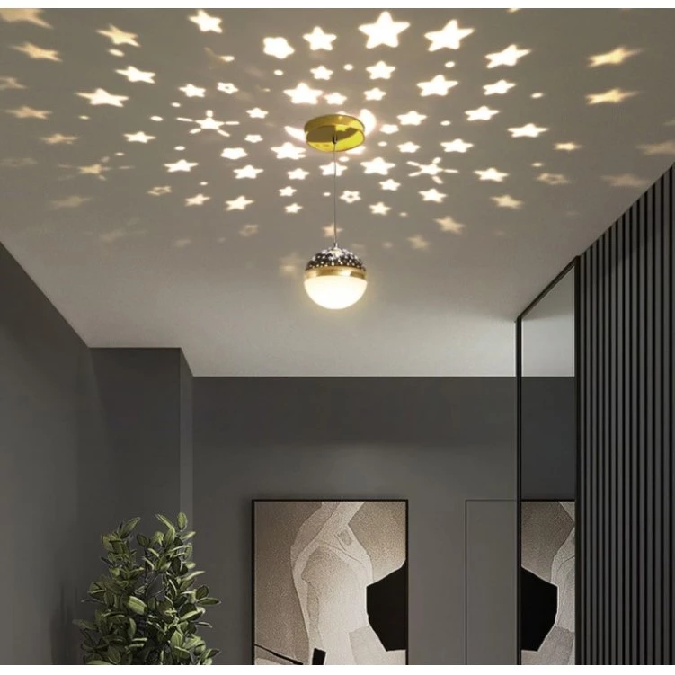 Pendente De Teto Céu Estrelado Luz Projeção Preto Cinza LEDPEN